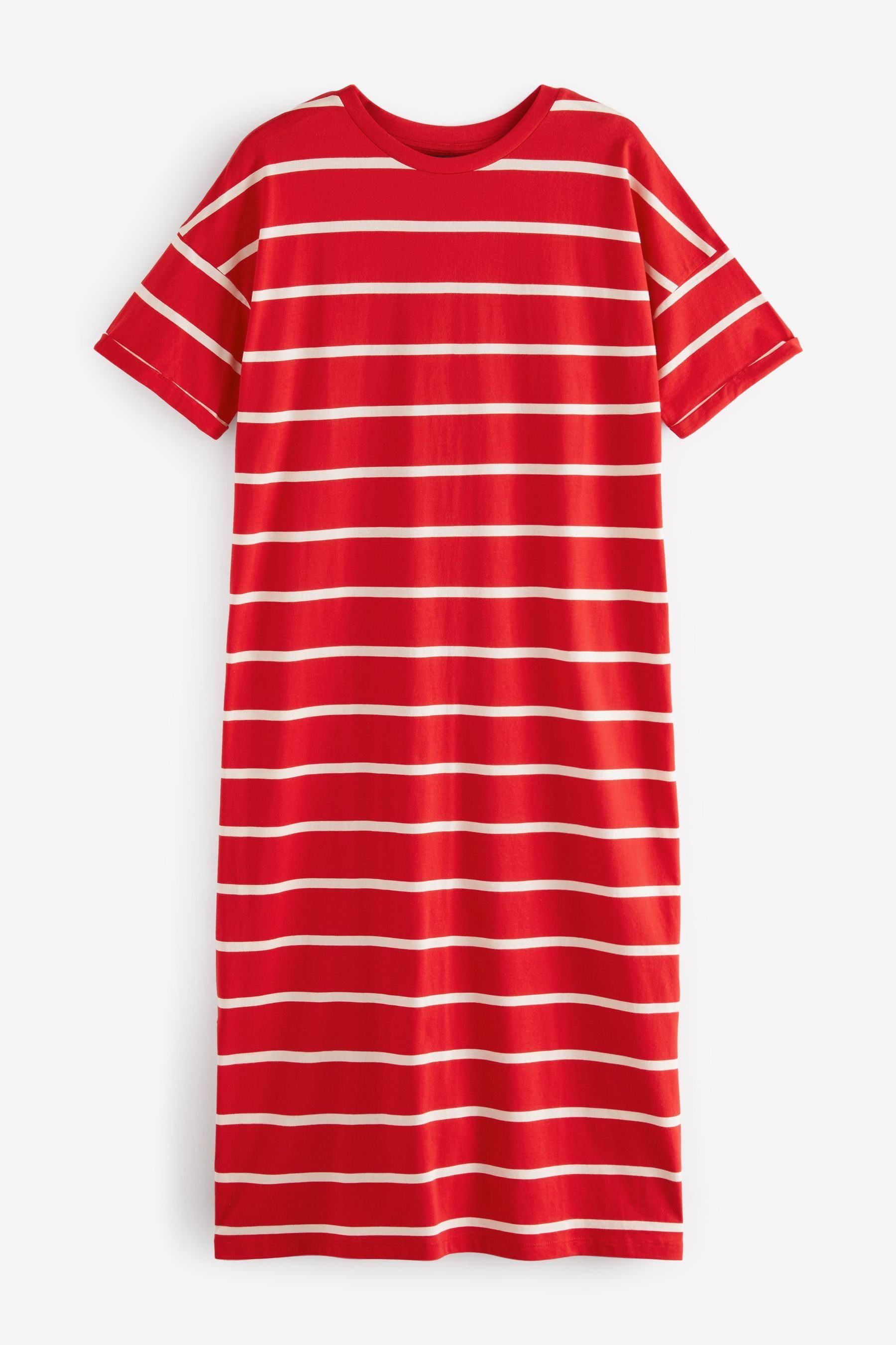 Red/White % Next (1-tlg) Shirtkleid 100 Baumwolle T-Shirt-Kleid aus Gestreiftes