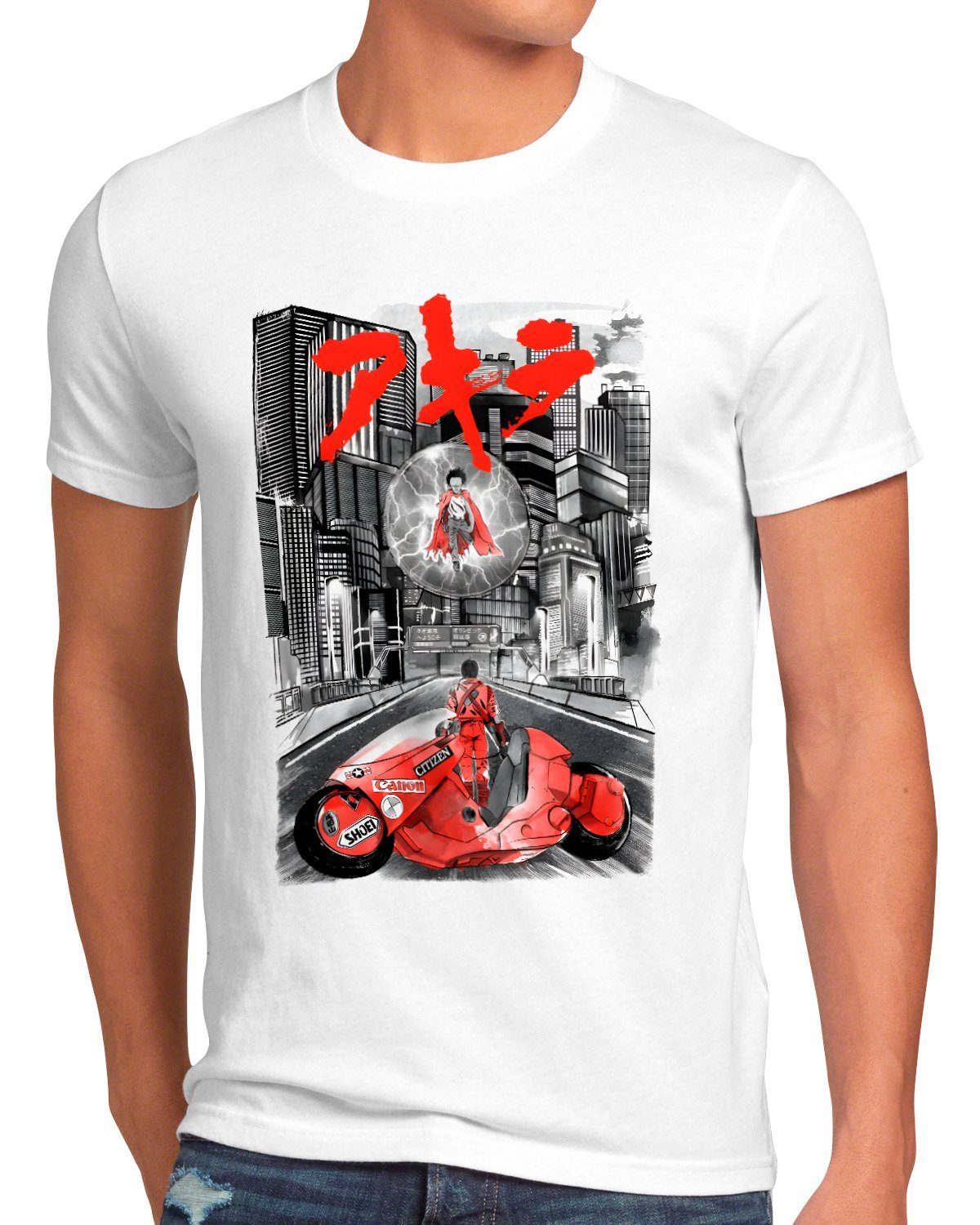 style3 Print-Shirt Herren T-Shirt Epic Motorbike Battle akira manga anime cosplay japan