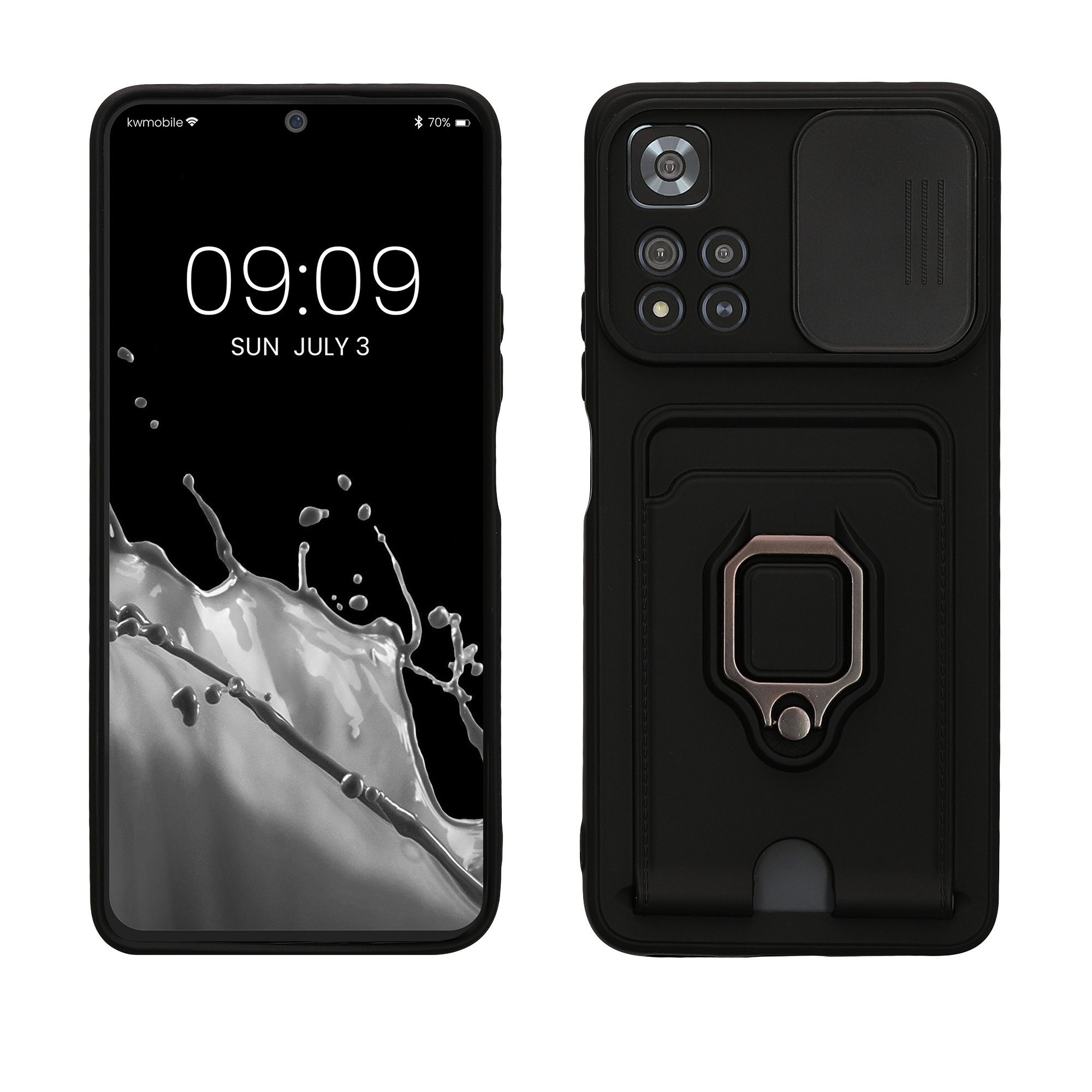 kwmobile Handyhülle Handyhülle für Xiaomi Redmi Note 11 Pro+ 5G, Softcase mit Kameraschutz - Kartenfach - Schwarz