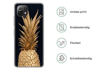 MuchoWow Handyhülle Ananas - Gold - Farbe - Schwarz - Obst - Luxus, Phone Case, Handyhülle Xiaomi Mi 11 Lite, Silikon, Schutzhülle
