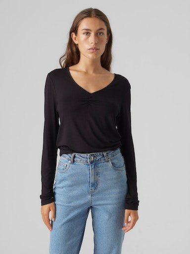 Vero Moda Langarmshirt VMALBERTE LS V-NECK TOP JRS NOOS