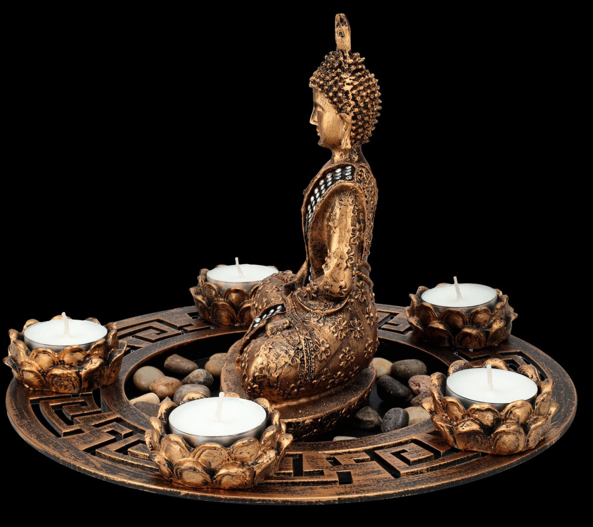 Dekoschale Teelichthalter bronzefarben als Figuren Teelichthalter Shop Buddha GmbH fünffach - Figur