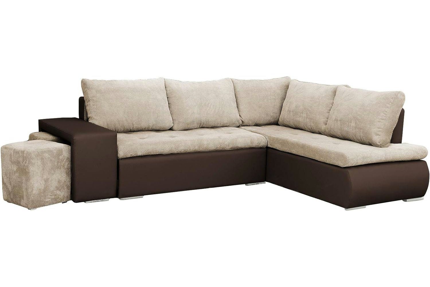 MOEBLO Ecksofa BELGRAD, Eckcouch mit Zwei Hocker Sofa Couch mit Ottomane L-Form Schlafsofa Bettsofa Polstergarnitur, mit Schlaffunktion und Bettkasen, - (BxHxT): 265x88x180 cm