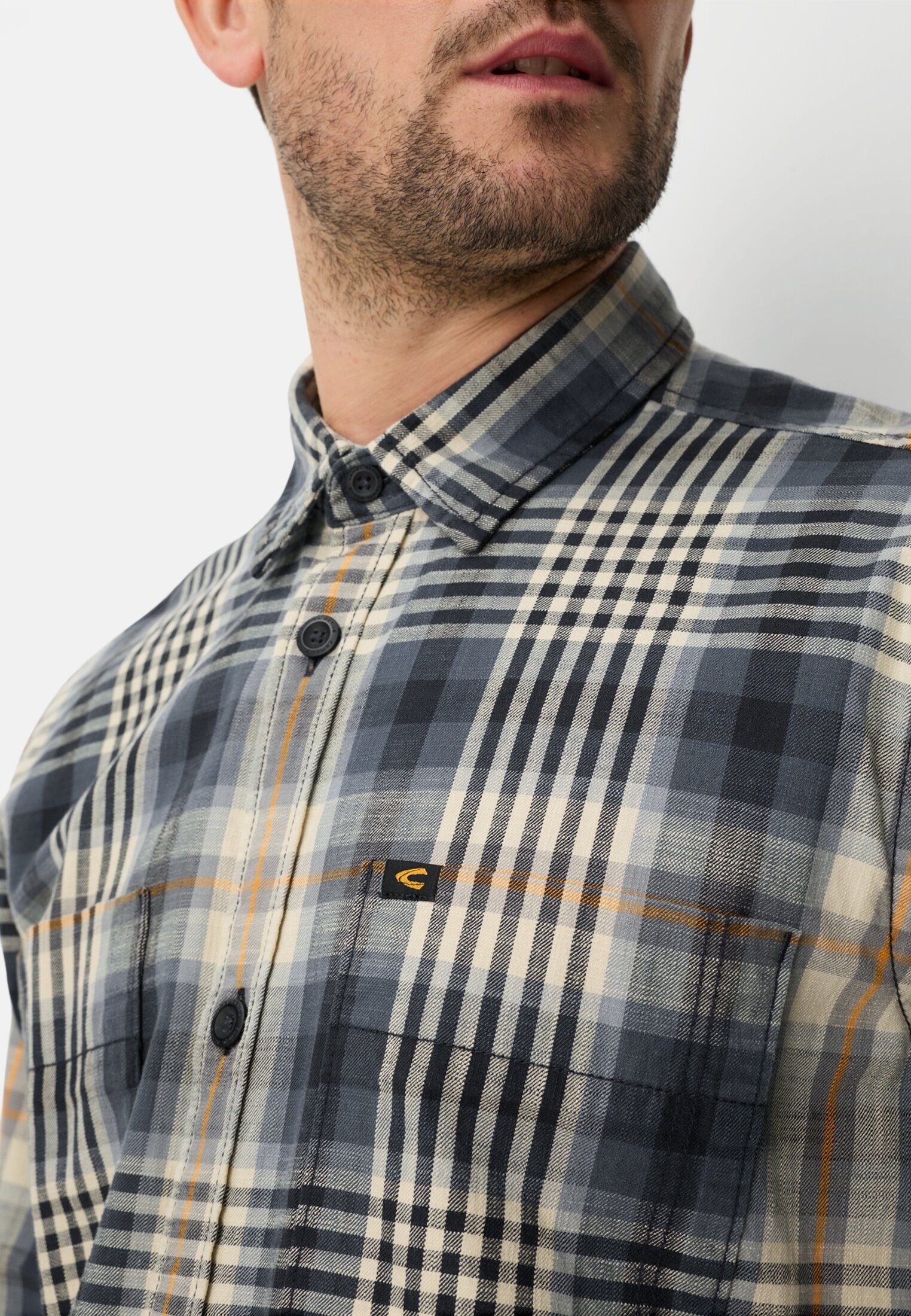 camel active Langarmhemd mit Kentkragen und Brusttaschen Langarm Button-Down