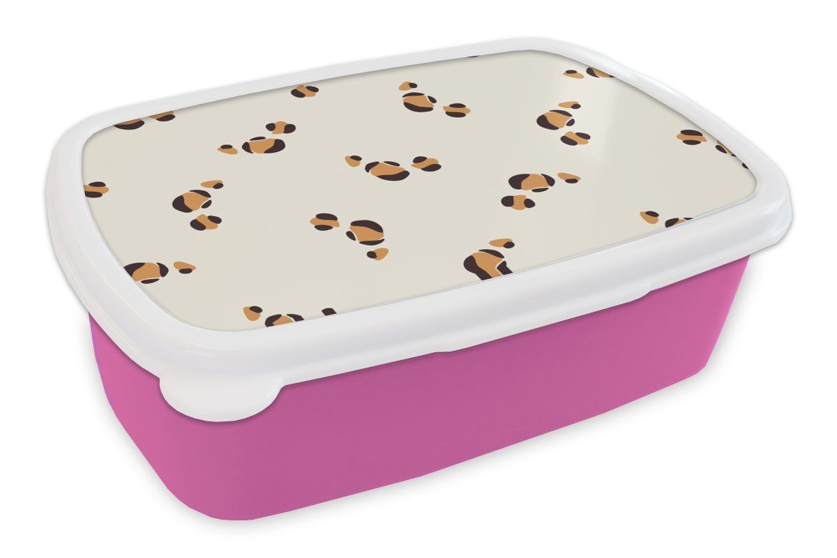 MuchoWow Lunchbox Panther - Pastell - Tiere - Muster, Kunststoff, (2-tlg), Brotbox für Erwachsene, Brotdose Kinder, Snackbox, Mädchen, Kunststoff rosa