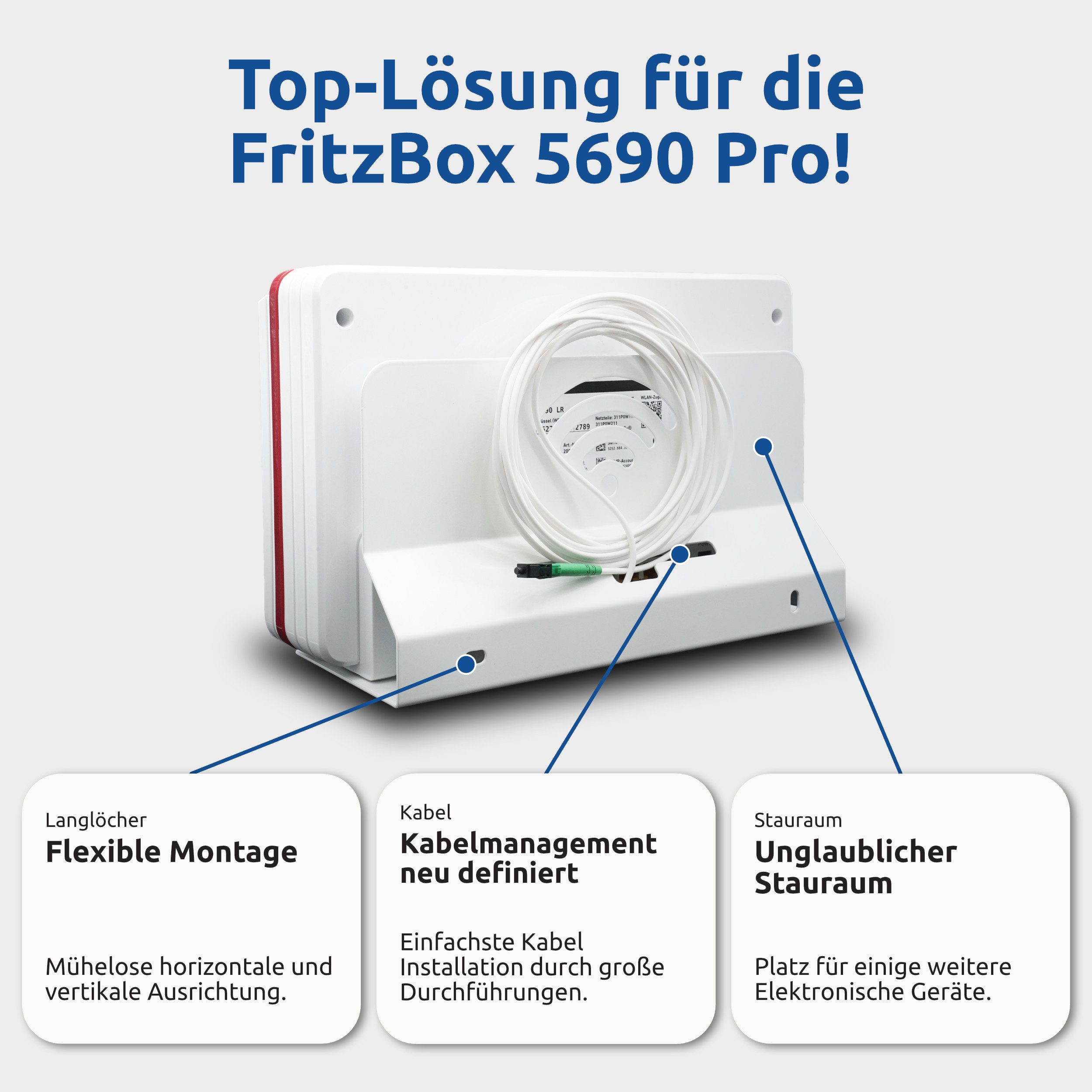 interpick Fritzbox Halterung 5690 Pro Wandhalterung, Wandmontage, Wand Halter DSL-Router