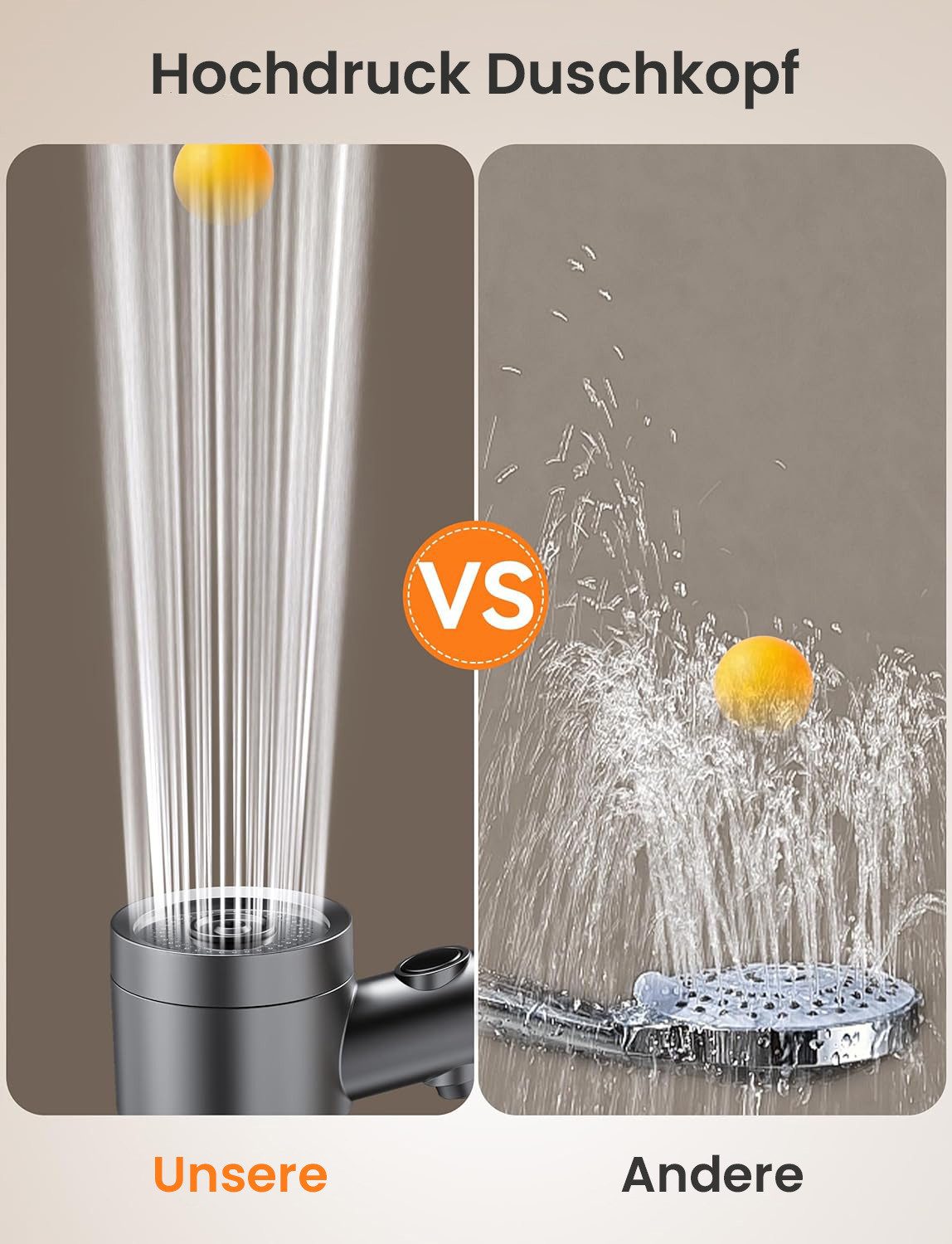 SWGOTA Handbrause Hochdruck Duschkopf mit Filter, 3+1 Strahlarten, weniger günstig online kaufen
