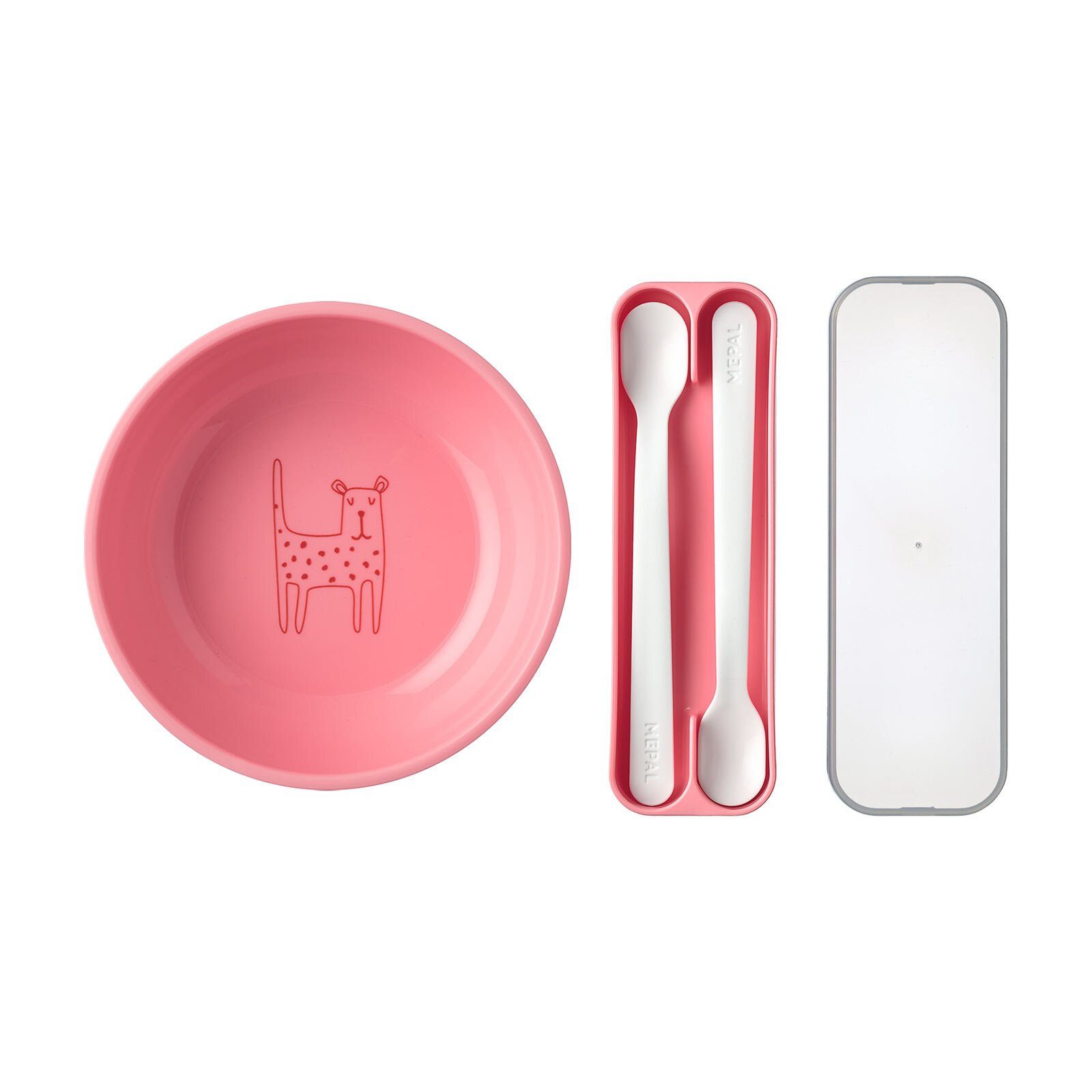 Mepal Kinderschale Mio Kinderschale mit Fütterlöffel 3er Set, Kunststoff, (1x Schale, 2x Löffel, 3-tlg)