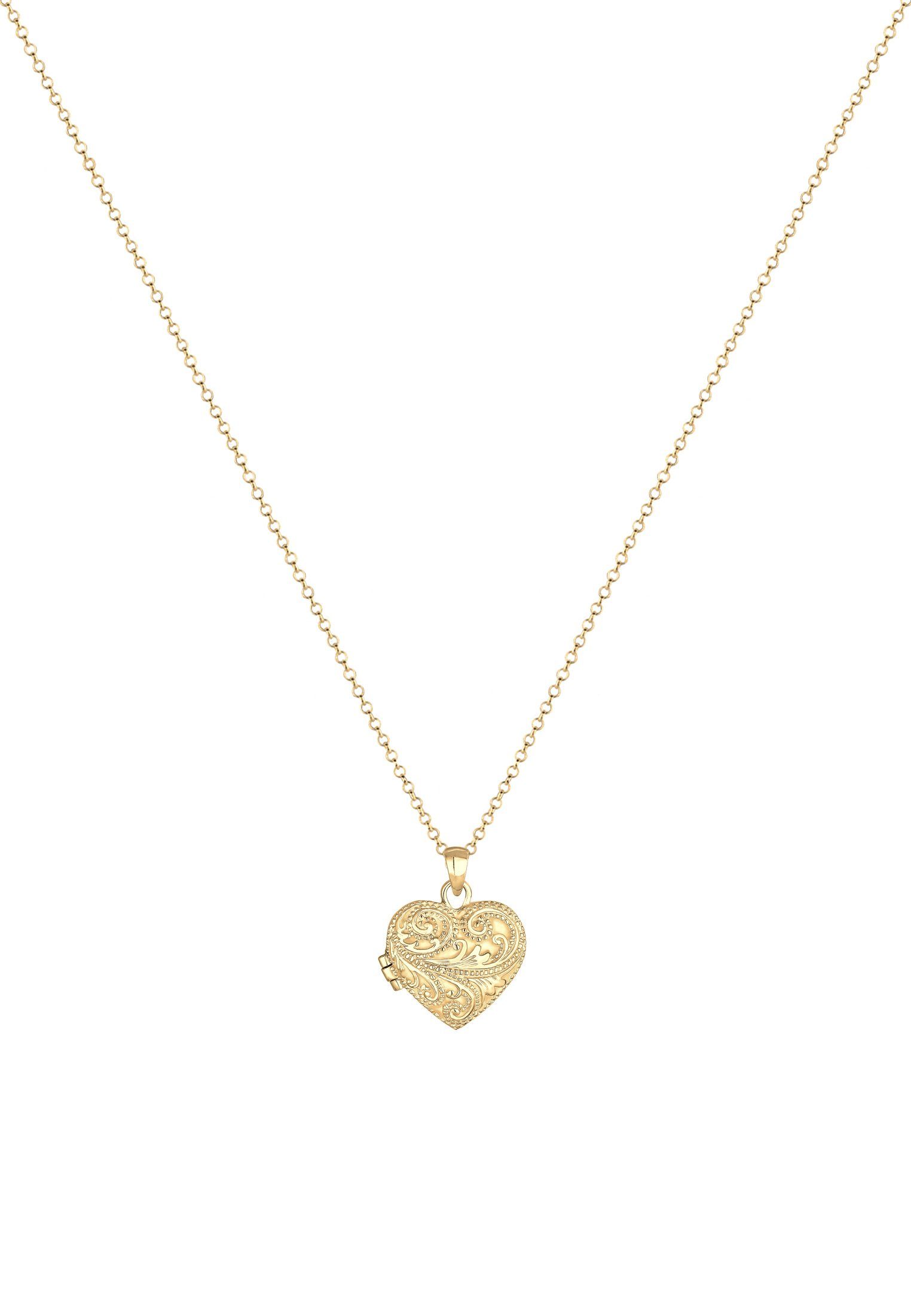 Damen Schmuck Elli Premium Kette mit Anhänger Herz Ornament Amulett Medaillon Liebe 925 Silber