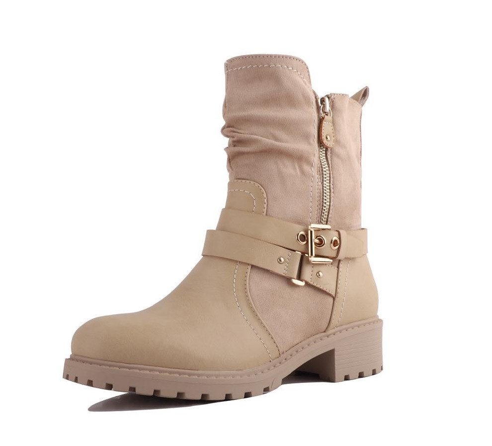 Pogolino 2520 Bikerboots Damen Stiefeletten leicht gefüttert mit Schnalle