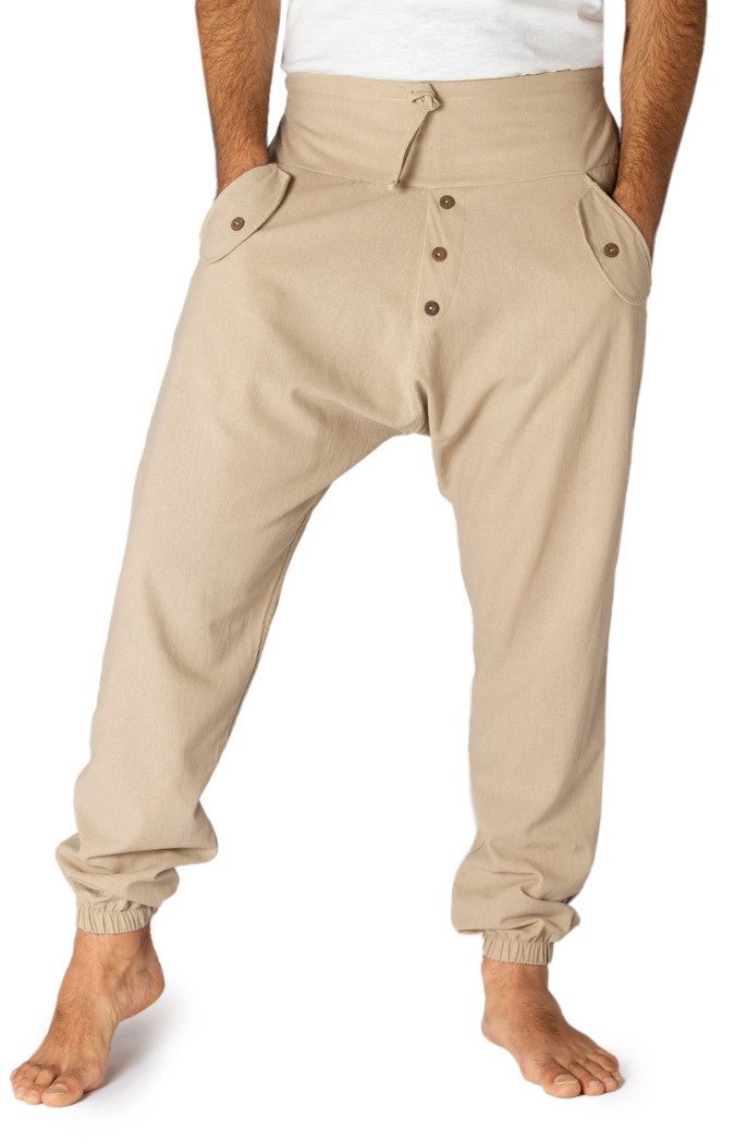 PANASIAM Haremshose Yogipants classic bequeme Freizeithose wie Aladinhose Unisex für Damen und Herren Haremshose Tunnelzug vorne Gummiband hinten