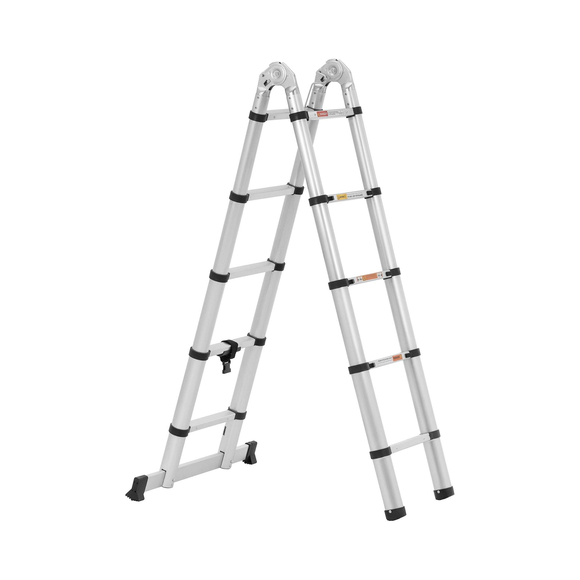 MSW Trittleiter Klappbare Alu- Teleskopleiter 12 Stufen H 0,85 - 1,85 / 3,8 m