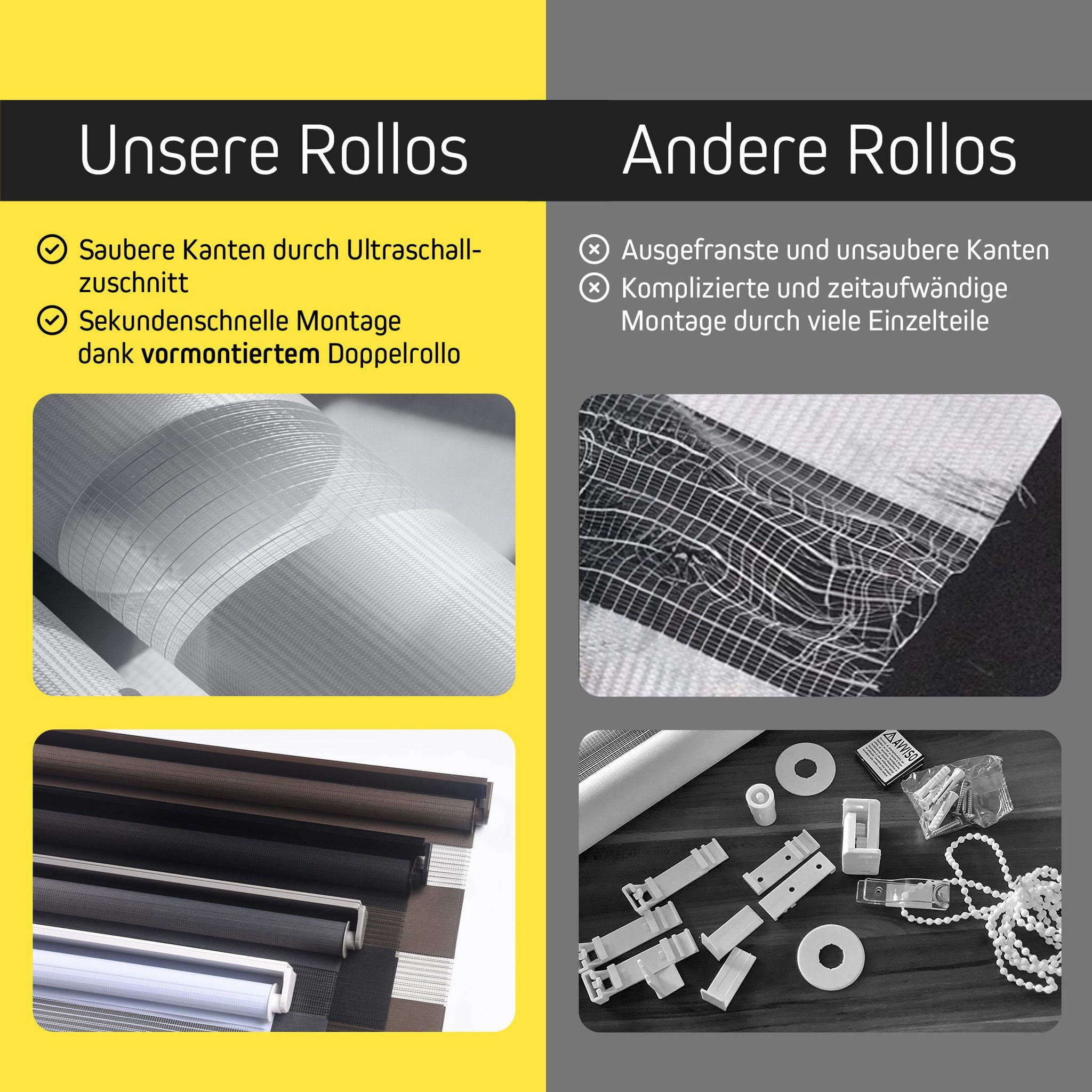 Doppelrollo Zevra Doppelrollo Duo Rollo 35x160cm dunkelgrau dunkelgrau, Victoria M., halbtransparent, ohne Bohren, freihängend, verschraubt, Feuchtraumgeeignet, – Bild 4 von 5