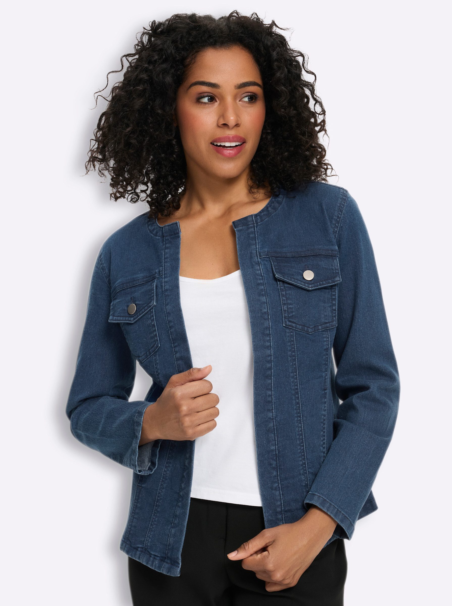Sieh an! Allwetterjacke Jeans-Jacke Langarm