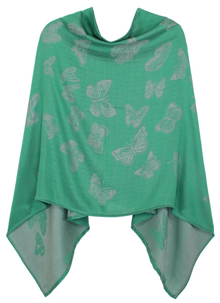 dy_mode Blusenponcho Schmetterlinge Muster Damen Poncho Leichtes Cape Bunter Blusenponcho Schmetterlinge Muster