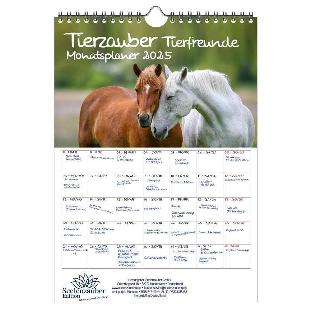 Seelenzauber Wandkalender Tierzauber Tierfreunde Wand Planer Kalender
