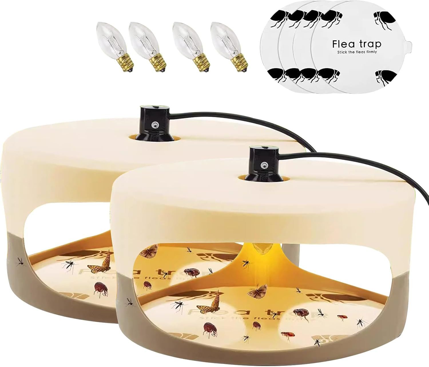 Insektenfalle Flohfalle & Bettwanzenfalle, mit Fallenglühbirne und Klebepad