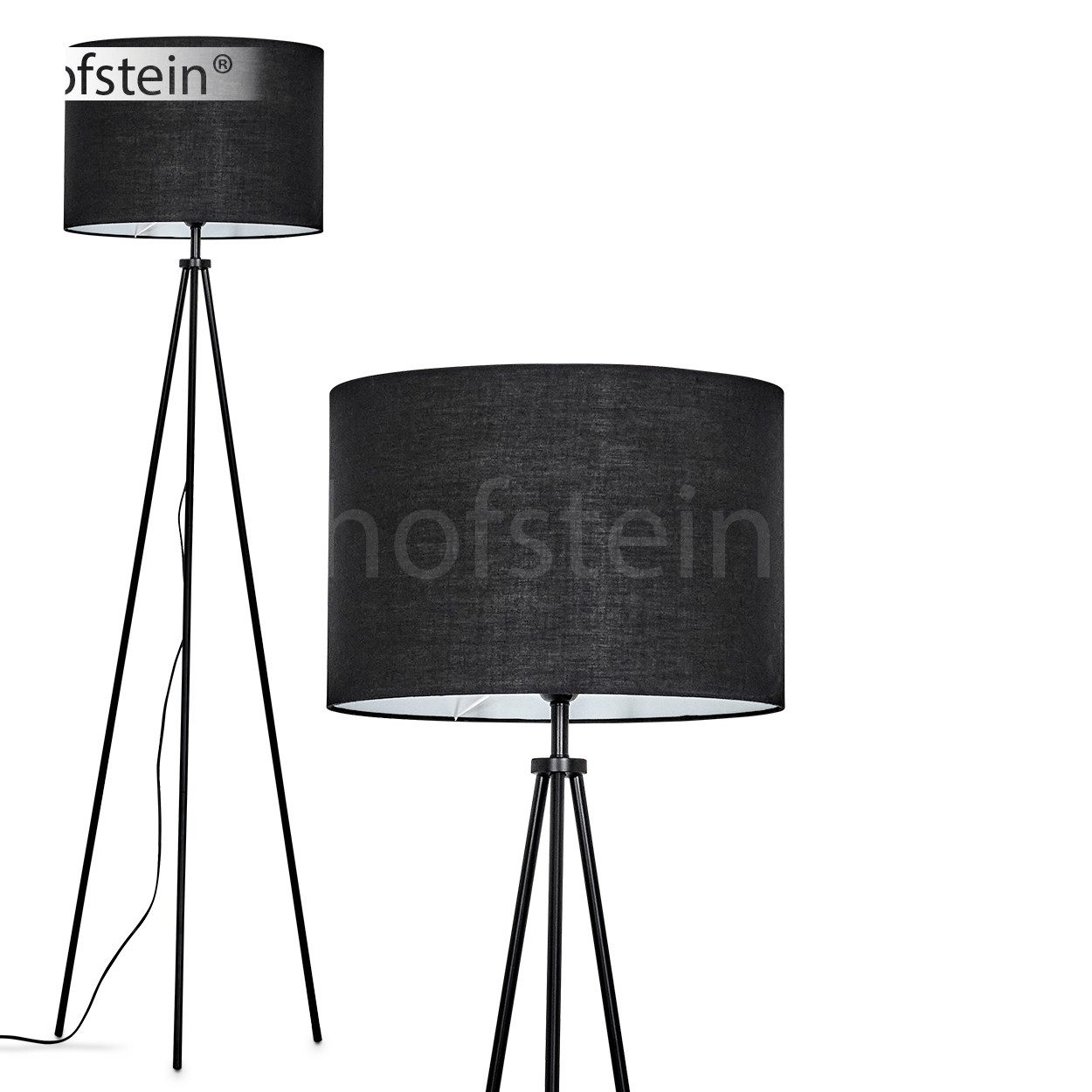 Stehlampe Stehlampe aus Metall/Stoff in Schwarz/Weiß