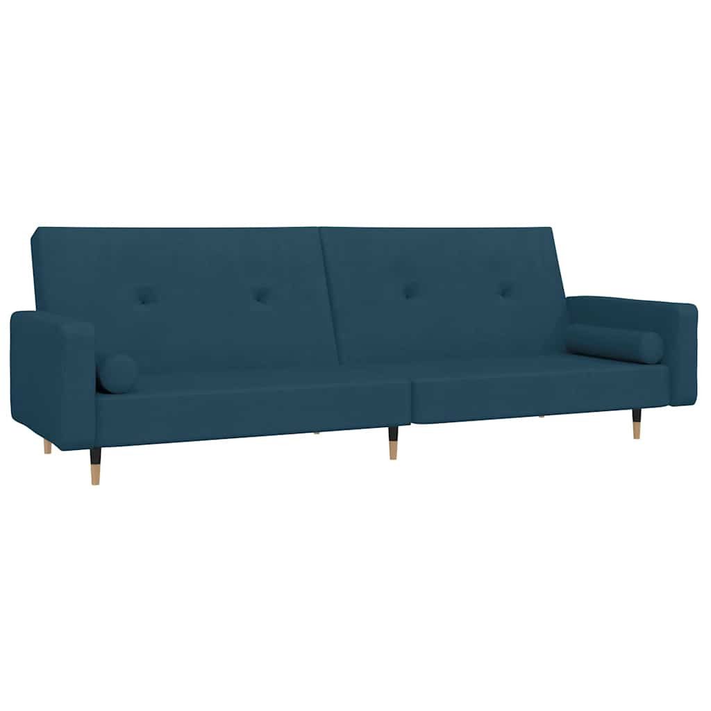 vidaXL Sofa Schlafsofa 2-Sitzer mit 2 Kissen Blau Samt, 1 Teile