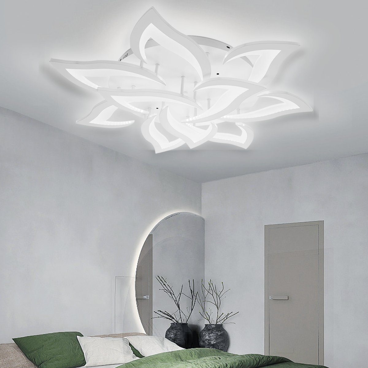 oyajia Deckenleuchte 10 Köpfe LED Deckenleuchte 82cm, Blumenförmiges Wohnzimmer Deckenlampe, LED fest integriert – Bild 4 von 5