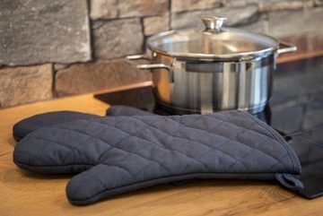 elasto Topflappen Ofenhandschuh "Heat resistant" blau/grau