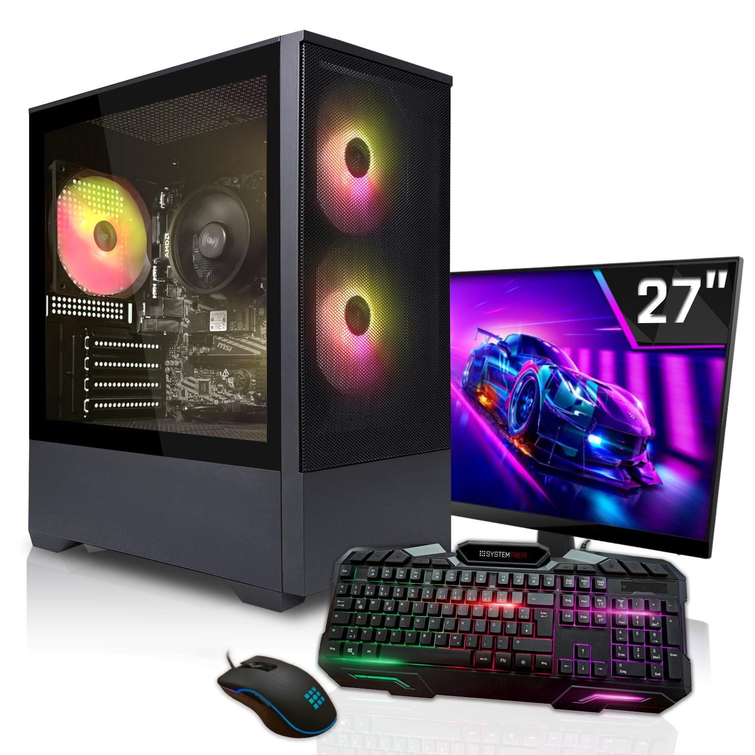 SYSTEMTREFF Basic Gaming-PC-Komplettsystem (27", AMD 5655G 5655G, RX Vega 7, 16 GB RAM, 500 GB SSD)
