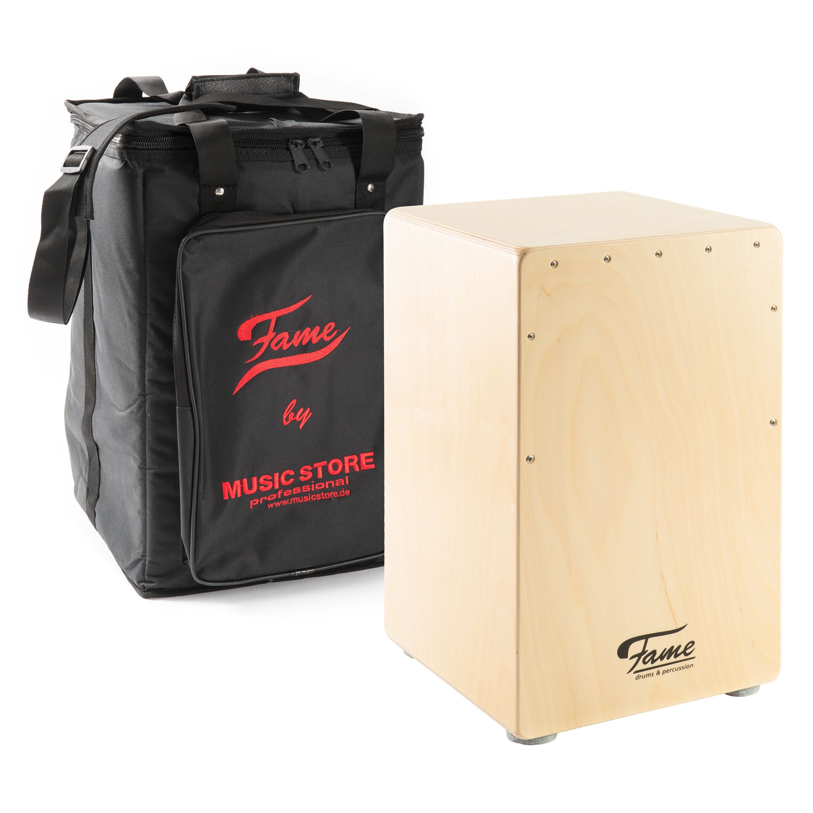 FAME Cajon,Cajon Set Snare Birch Cajon Snare-Teppich System Natural Finish Adjustable Frontplate Includes Bag, Percussion, Cajons, Cajon Set, Snare Birch Cajon, Snare-Teppich System