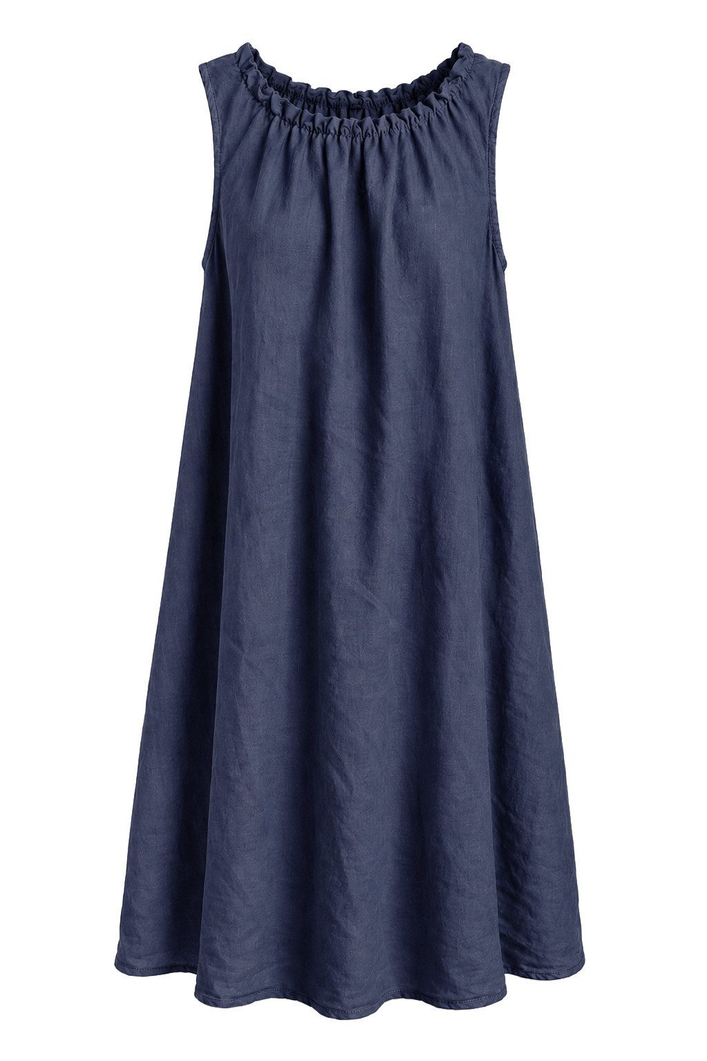 ITALY VIBES Sommerkleid - leichtes Viskosekleid mit gerafftem Kragen - Damen Kleid ONE SIZE - passend für Größen M bis XL