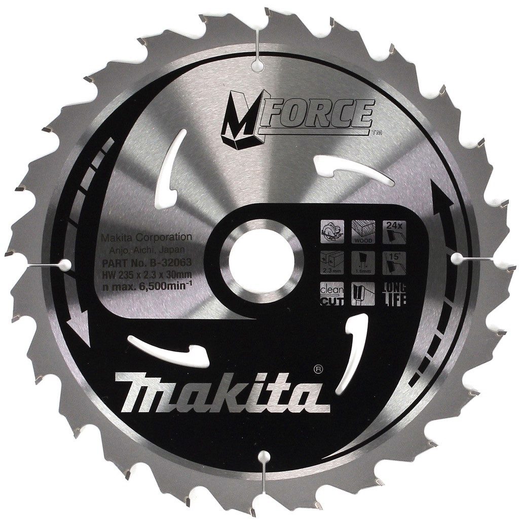 Makita Kreissägeblatt M-FORCE Kreissägeblatt für Holz 235 x 30 x 2,3 mm 24 Zähne (B-32063