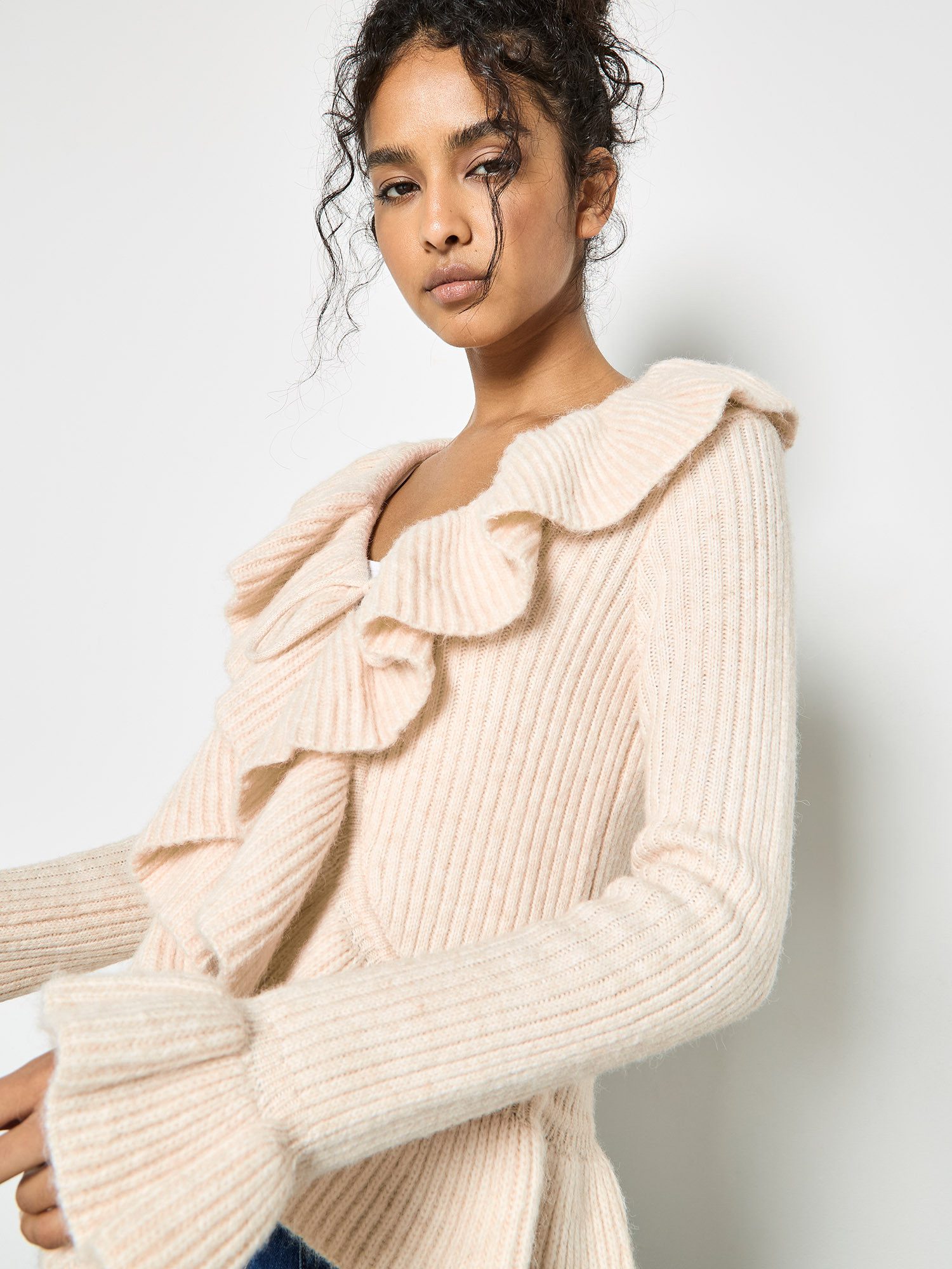 Apricot Cardigan Kurzer Cardigan mit Rüschen