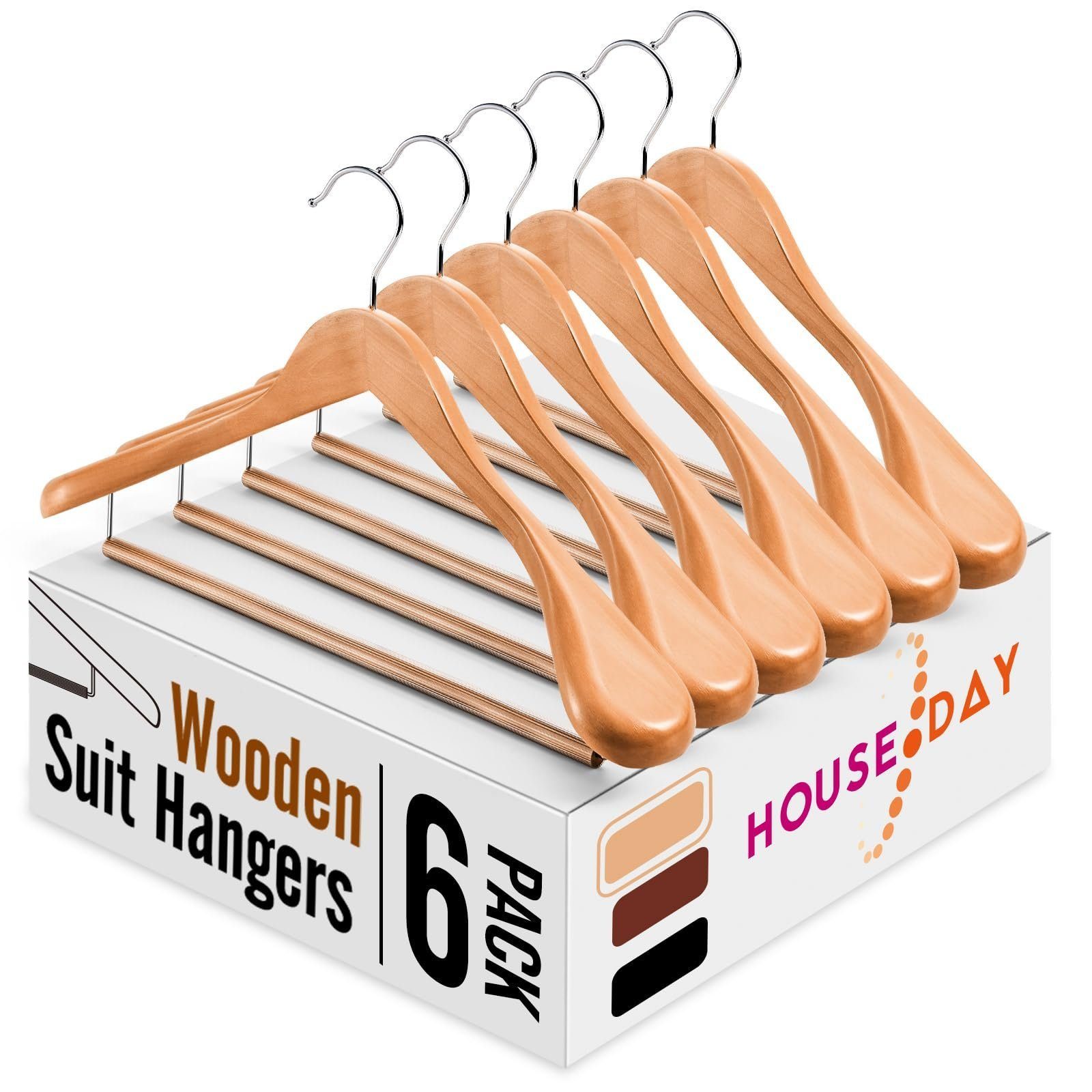 House Day Kleiderbügel Anzugsbügel holz, Kleiderbügel mit Extra Breiten Sch günstig online kaufen