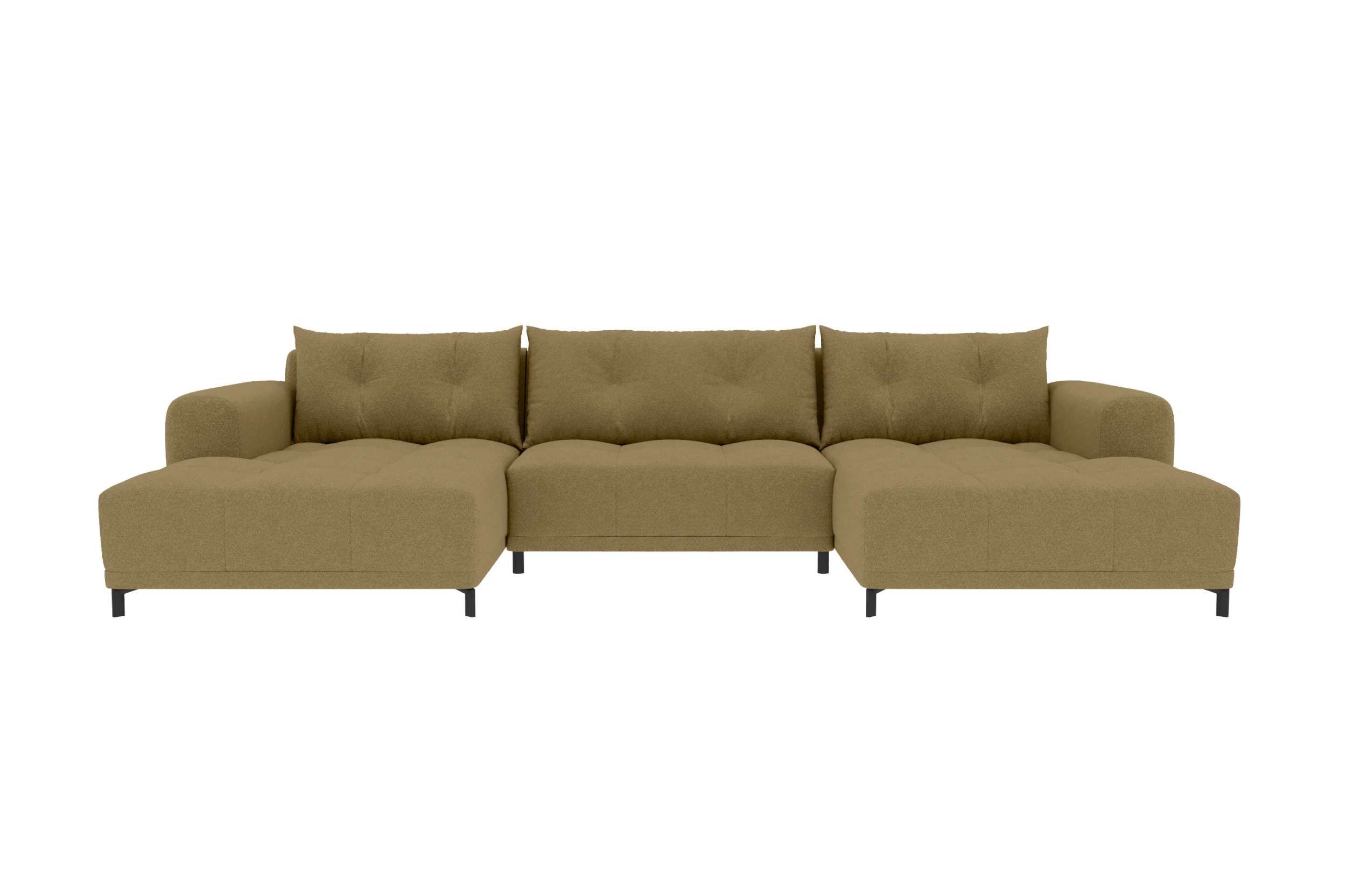 99rooms Wohnlandschaft Massimo, Sofa, U-Form, mit Schlaffunktion, Rundumbezug, in Strukturstoff NEVE
