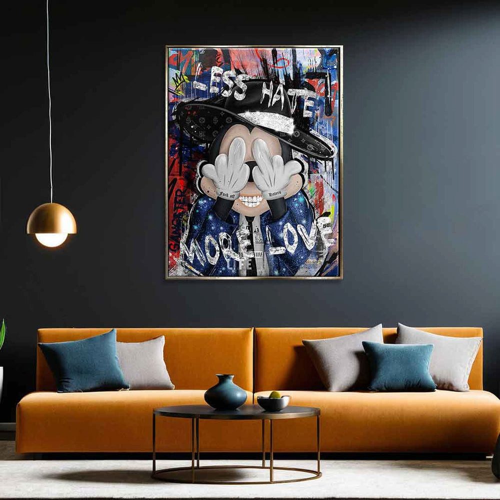 DOTCOMCANVAS® Leinwandbild Less Hate, Leinwandbild Less Hate Comic Cartoon Wandbild Kunstdruck