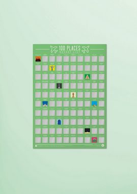 GIFT REPUBLIC Poster 100 Places, Ort Platz Liste Bucket Rubbelposter (Sehenswürdigkeiten, Reisespots, Packung, 1 St), ca. 42 x 59 cm, interaktiv