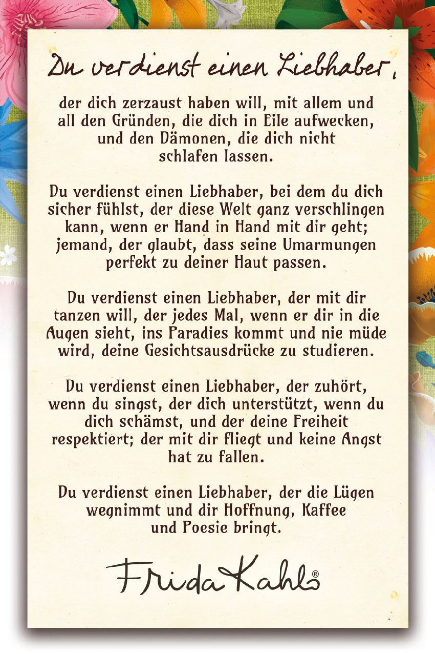 LuckyLinde Wanddekoobjekt Frida Kahlo - Liebhaber (1 St), Exklusive JANOSCH Kindermotive, Stahlschild