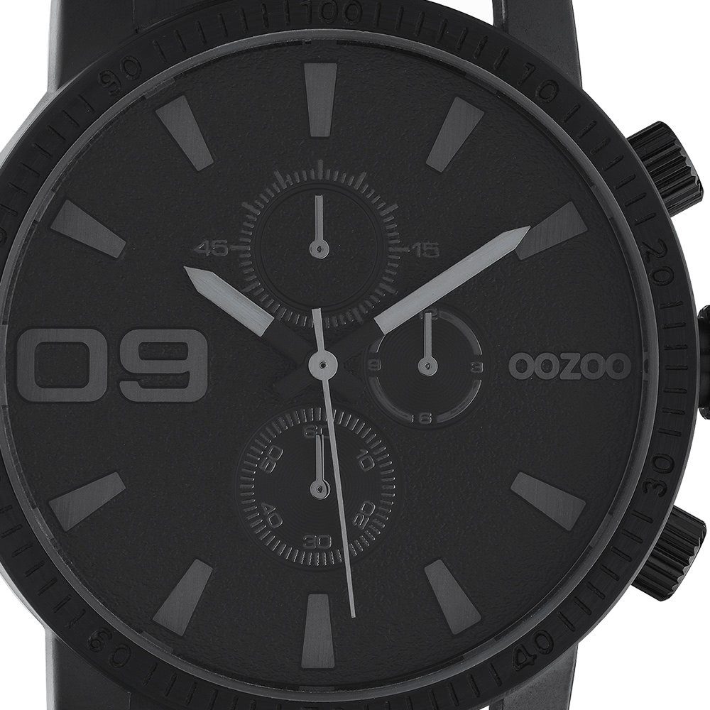 OOZOO Quarzuhr Oozoo Herren Armbanduhr schwarzAnalog, Herrenuhr rund, groß  (ca. 45mm) Edelstahlarmband, Elegant-Style