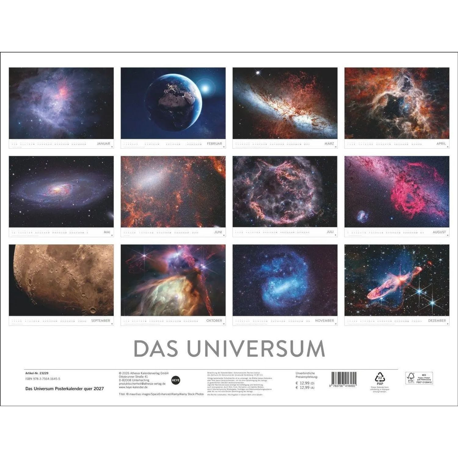 HEYE Wandkalender Das Universum Posterkalender 2027 – Bild 2 von 5