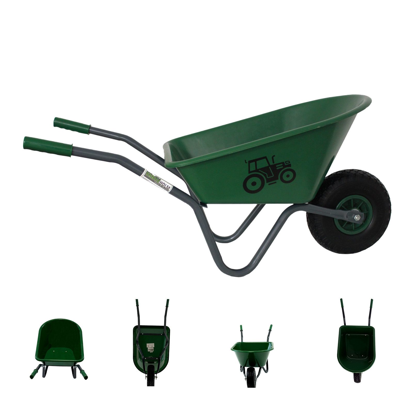 TRUTZHOLM Schubkarre Kinderschubkarre Kunststoffwanne 20 Liter Schiebkarre Metallschubkarre