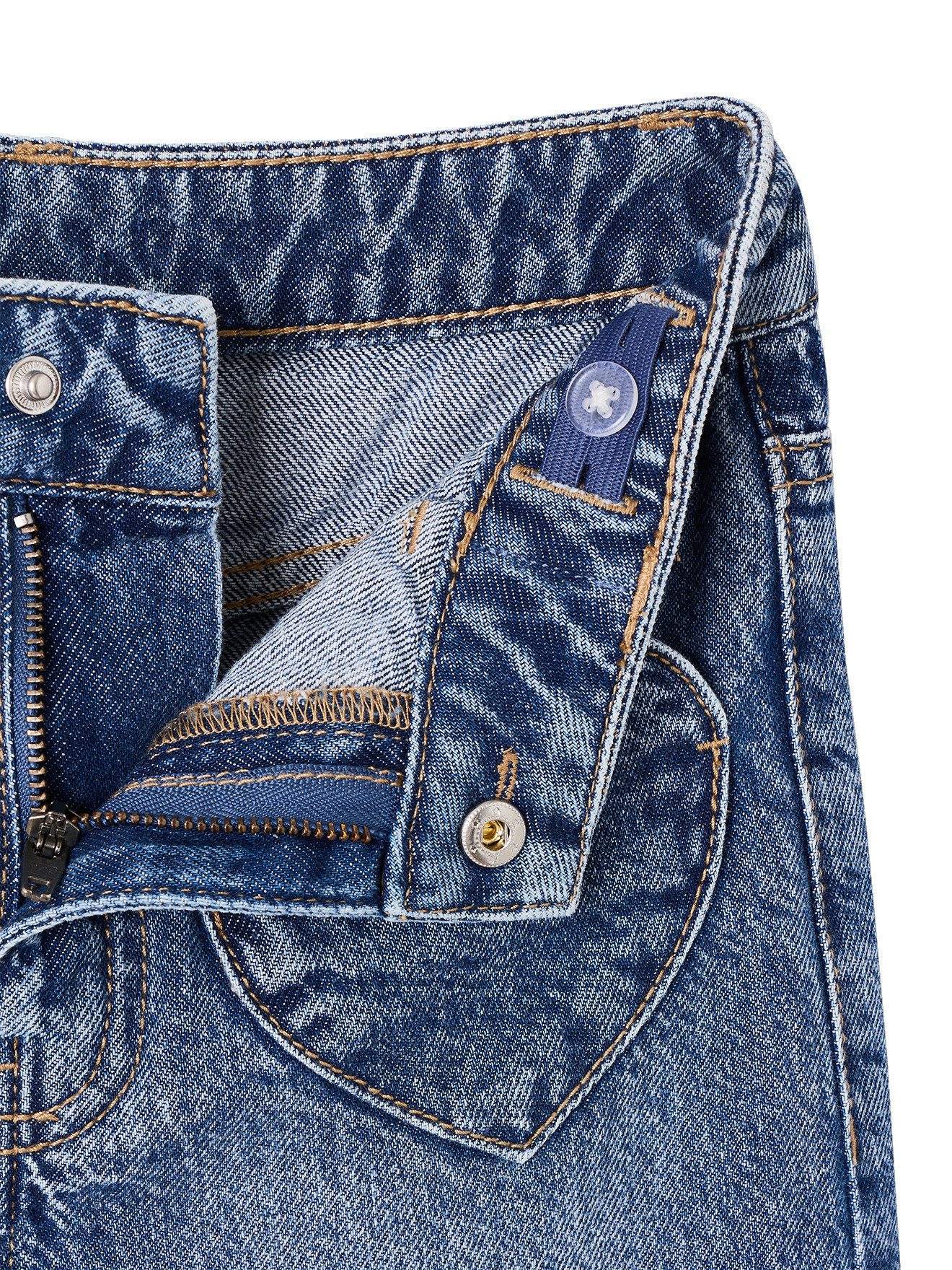 vertbaudet Weite Jeans Weite Jeans Mädchen mit Herztaschen Bundweite verstellbar – Bild 4 von 5