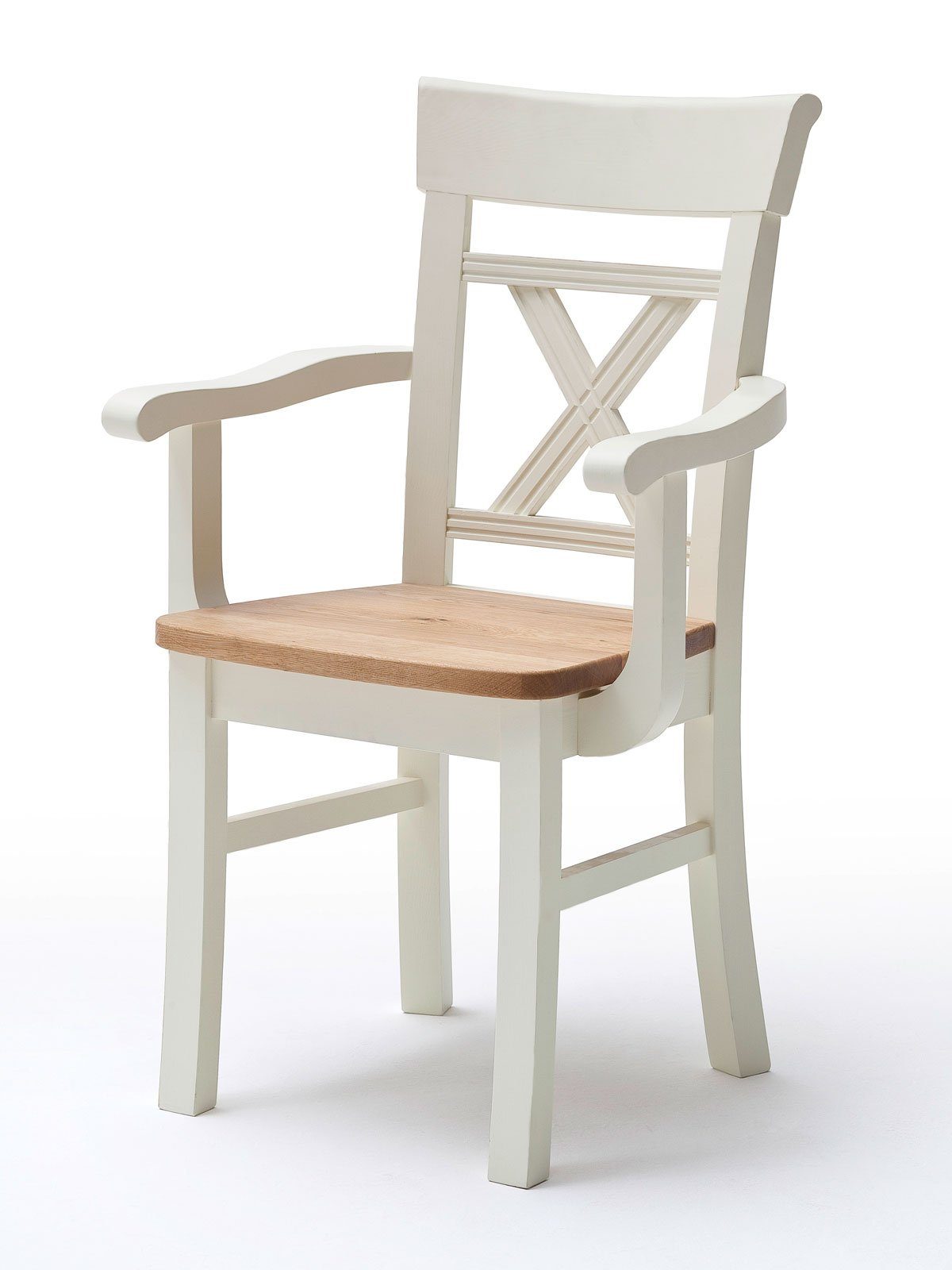Esszimmerstuhl Esszimmer Stuhl mit Armlehnen Padua mit Holzsitzfläche ohne Sitzkissen