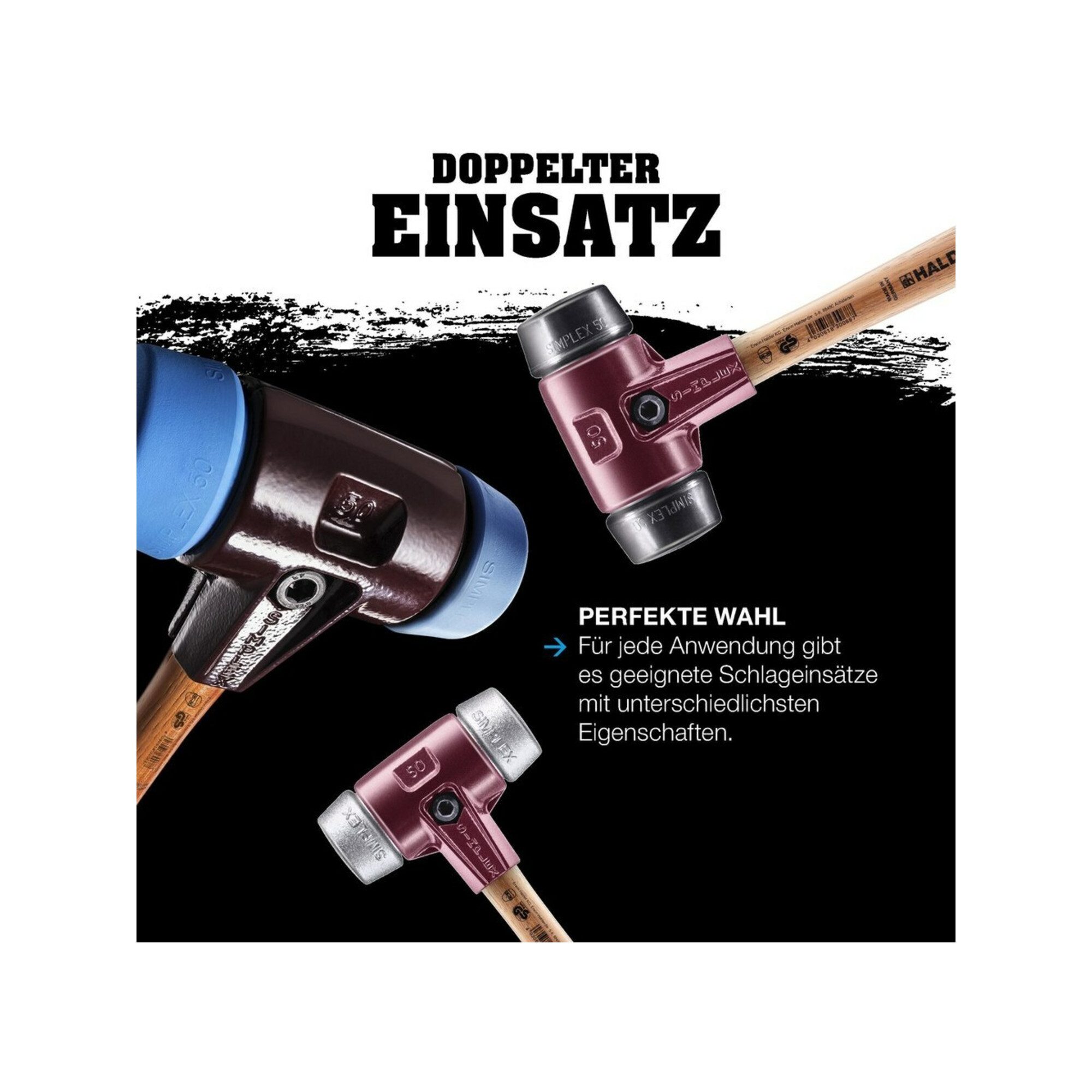 HALDER Hammer Halder SIMPLEX-Schonhammer mit Superplastik-Einsätzen (weiß) 50G mm