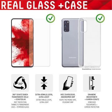 Displex Real Glass + Case Samsung Galaxy S22, Displayschutzglas, 1 Stück, Displayschutzfolie Displayschutz Rundumschutz 360 Grad splitterfest