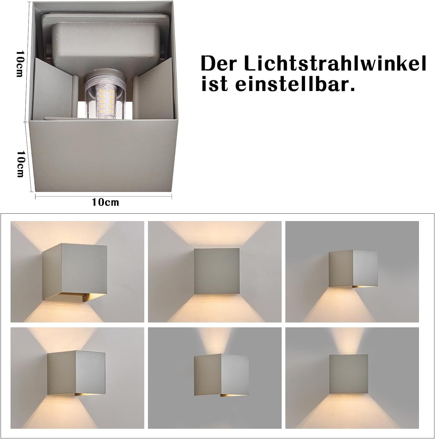 ZMH LED Wandleuchte Aussen Wandlampe: Außenwandleuchte Innen Up Down Modern, G9, Mit Leuchtmittel, 3000K Warmweiß, Einstellbarer Strahl Flurlampe für Wohnzimmer