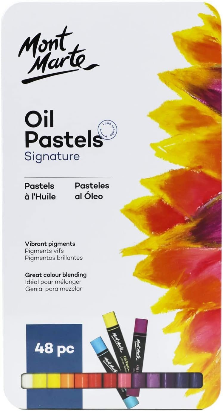 Mont Marte Pastellkreide Ölpastellkreide Set – 36 / 48 Stück – Weiche Ölkreide, Intensive Farben, hohe Pigmentierung –Ideal für Malerei & Zeichnungen