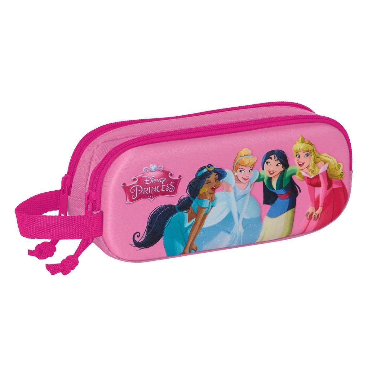 Princesses Disney Federtasche Zweifaches Mehrzweck-Etui Princesses Disney 3D Rosa 21 x 8 x 6 cm