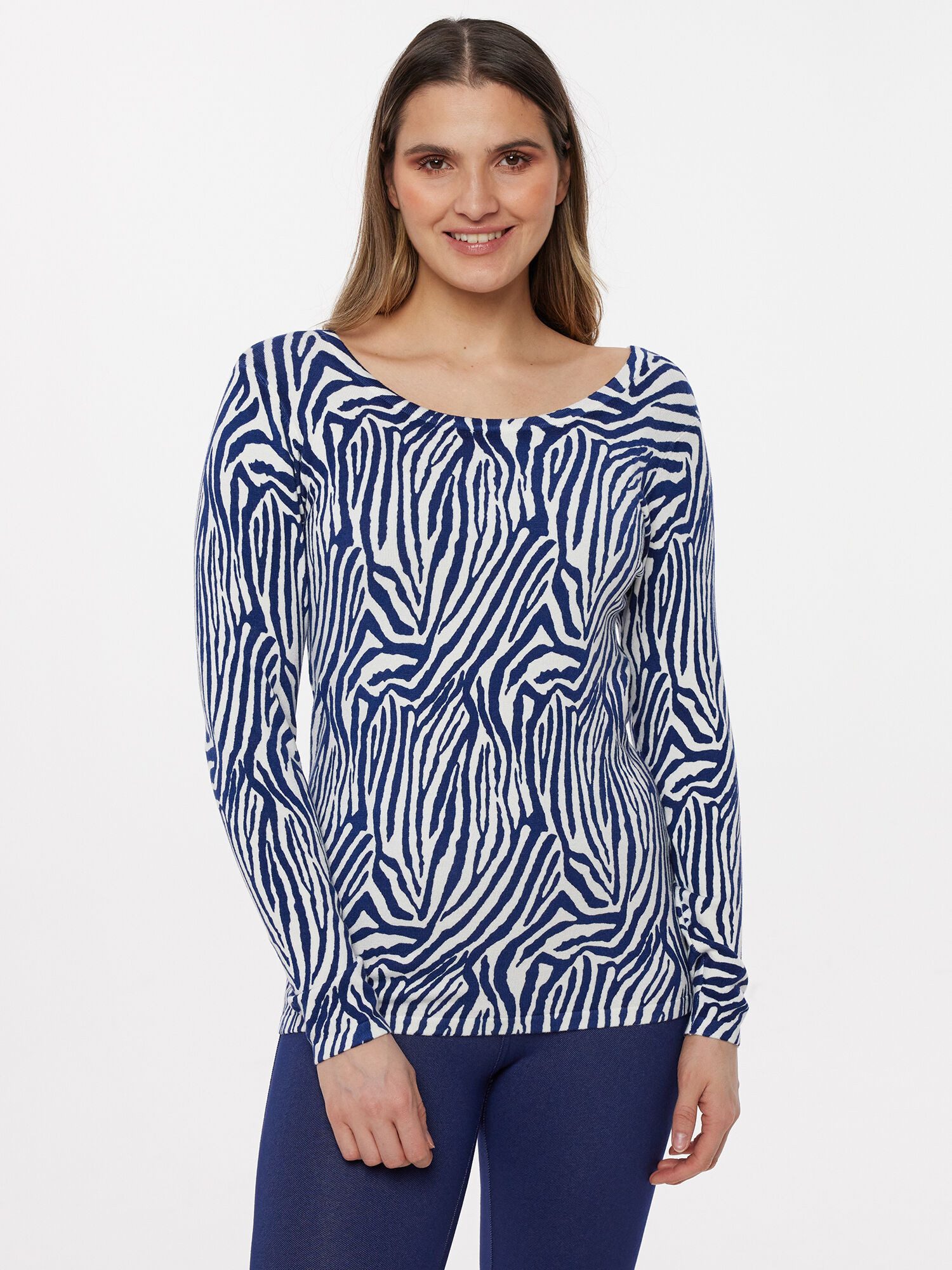 MIALUSSO Rundhalspullover Langarmbluse im Zebramotiv