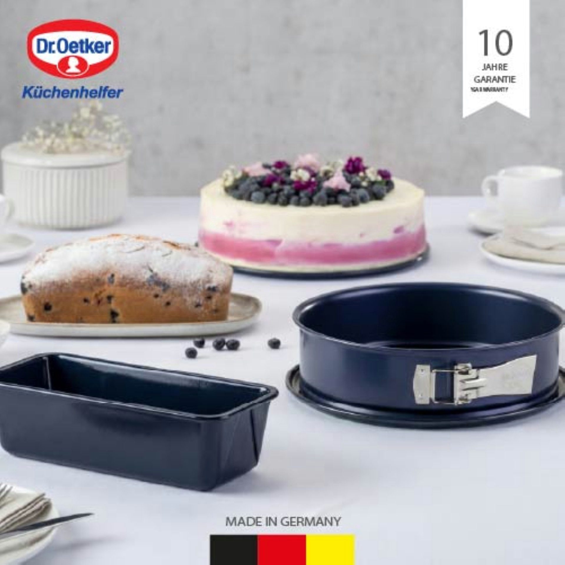 Dr. Oetker Küchenhelfer Back-Set Backformen-Set "Back-Liebe Emaille", 2-teilig
