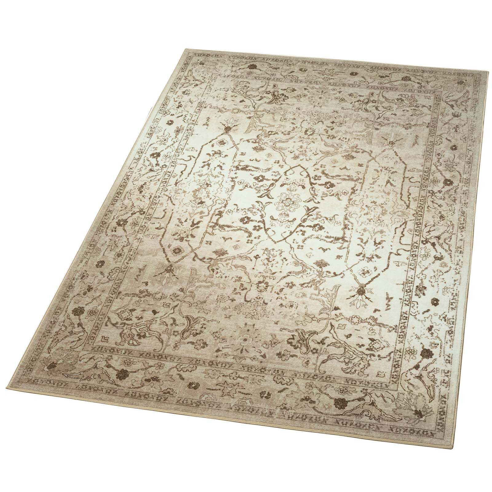 TaraCarpet Teppich Kurzflorteppich TaraCarpet Rainbow Oriental moderner Orientteppich, rechteckig, Höhe: 14 mm, Orientalisches Design in beige auch für das Jugendzimmer