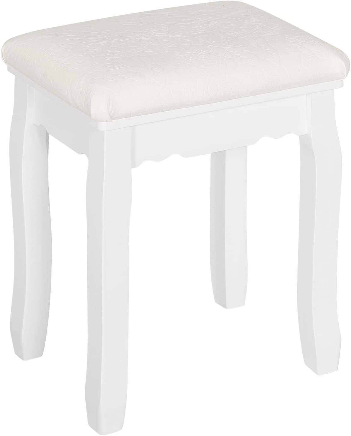 Woltu Sitzhocker (1 St), Samt Massivholzbeine, 38x45x28.5 cm, Weiß