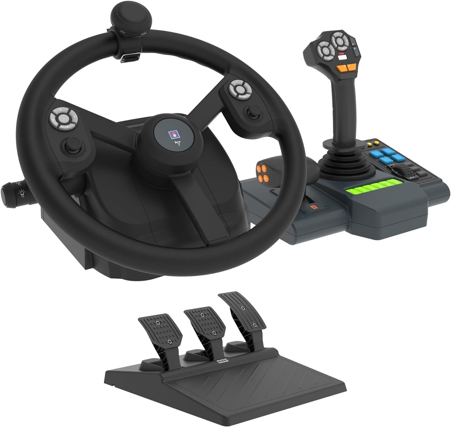 Hori Farming Vehicle Control System für Windows 11/10, + Pedals + Joystick Lenkrad (Lenkrad mit 900°-Rotation)